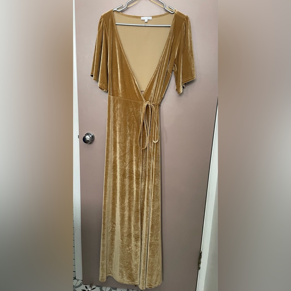 Baltic Born Velvet Wrap Dress in Gold